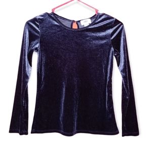 Old Navy Velvet Navy Blue Long Sleeve Top Size M (8)🌙